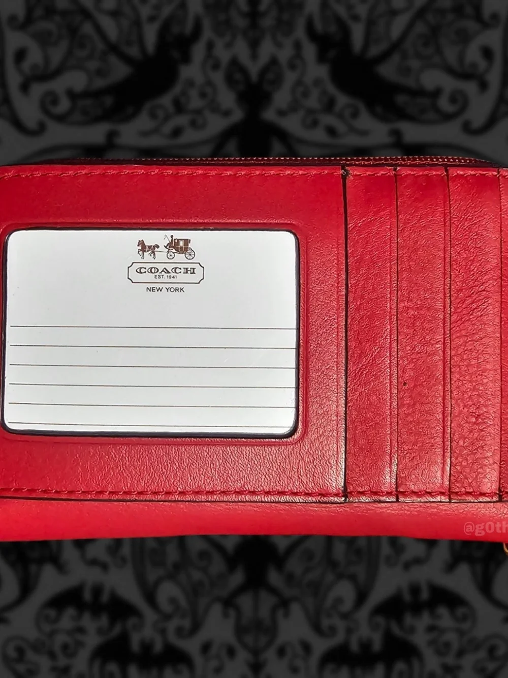 VTG Y2K COACH Legacy Leather Phone Wristlet ID Wallet with Turn-Lock - Red/Gold